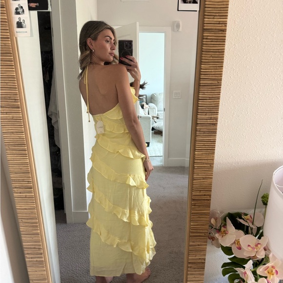 Yellow Ruffled Halter Dress - Picture 2 of 4